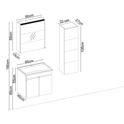 BADELLA Boztepe 5565 V31 Banyo Dolabı 65 cm - 2