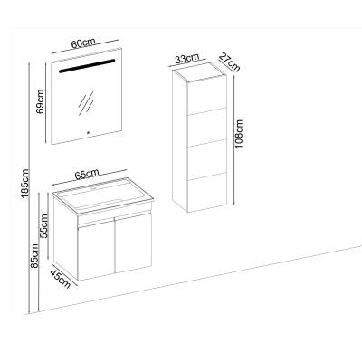 BADELLA Boztepe 5565 V32 Banyo Dolabı 65 cm - 2