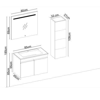 BADELLA Boztepe 5585 V31 Banyo Dolabı 85 cm - 2