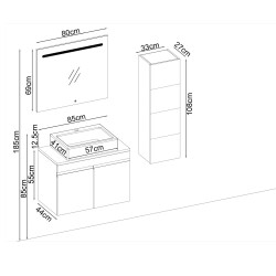 BADELLA Boztepe 5585 V33 Banyo Dolabı 85 cm - 2