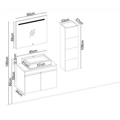 BADELLA Boztepe 5585 V33 Banyo Dolabı 85 cm - 2