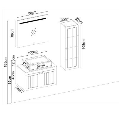 BADELLA Efes 4685 V31 Banyo Dolabı 85 cm - 2