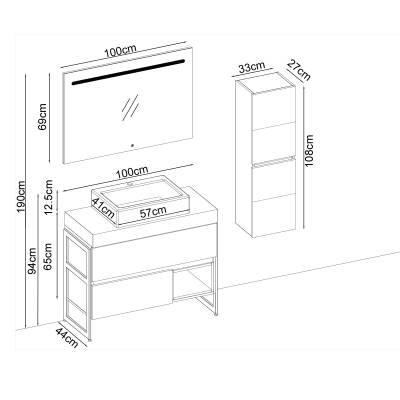 BADELLA Karma 55100 V31 Banyo Dolabı 100 cm - 2