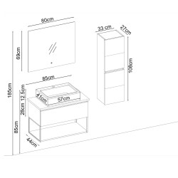 BADELLA Lines 2885 V31 Banyo Dolabı 85 cm - 2