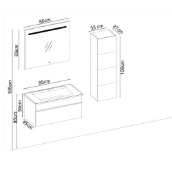 BADELLA Lines 3985 V33 Banyo Dolabı 85 cm - 2