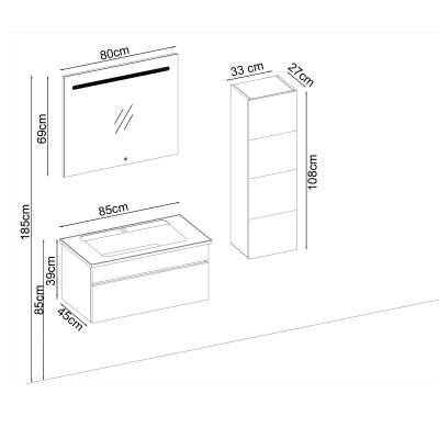 BADELLA Lines 3985 V33 Banyo Dolabı 85 cm - 2