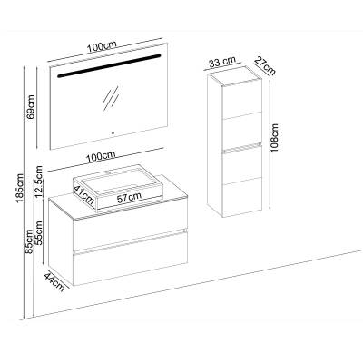 BADELLA Lines 55100 V32 Banyo Dolabı 100 cm - 2