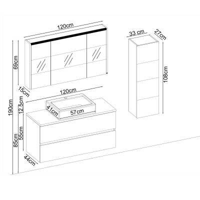 BADELLA Lines 55120 V31 Banyo Dolabı 120 cm - 2