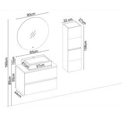 BADELLA Lines 5585 V32 Banyo Dolabı 85 cm - 2