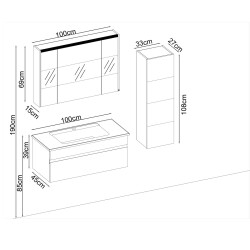 BADELLA Maya 39100 V31 Banyo Dolabı 100 cm - 2