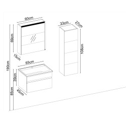 BADELLA Maya 3965 V31 Banyo Dolabı 65 cm - 2