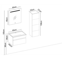 BADELLA Maya 3965 V32 Banyo Dolabı 65 cm - 2