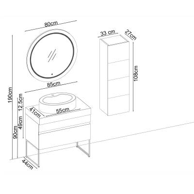 BADELLA Maya 3985 V31 Banyo Dolabı 85 cm - 2