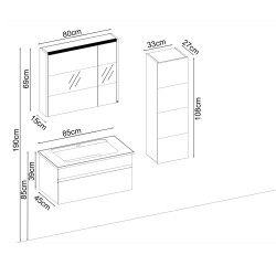 BADELLA Maya 3985 V32 Banyo Dolabı 85 cm - 2