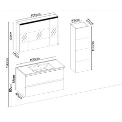 BADELLA Maya 55100 V31 Banyo Dolabı 100 cm - 2