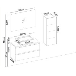 BADELLA Maya 55100 V33 Banyo Dolabı 100 cm - 2