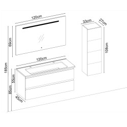 BADELLA Maya 55120 V31 Banyo Dolabı 120 cm - 2