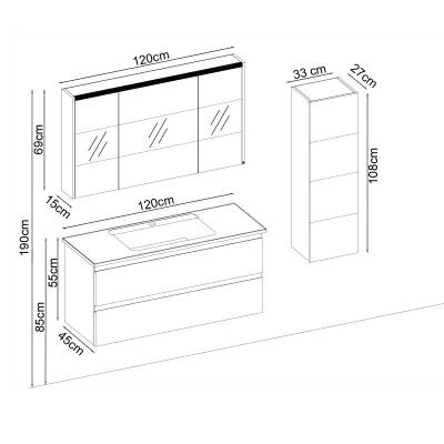 BADELLA Maya 55120 V32 Banyo Dolabı 120 cm - 2