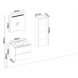 BADELLA Maya 5565 V31 Banyo Dolabı 65 cm - 2