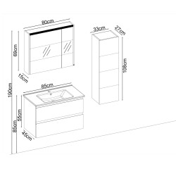 BADELLA Maya 5585 V31 Banyo Dolabı 85 cm - 2