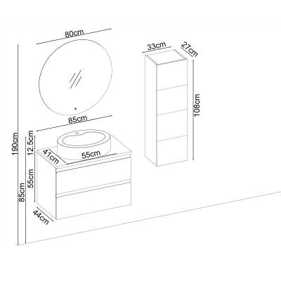 BADELLA Maya 5585 V33 Banyo Dolabı 85 cm - 2