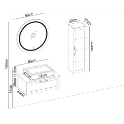 BADELLA Mobelco 2885 V31 Banyo Dolabı 85 cm - 2