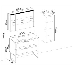 BADELLA Mobelco 55100 V33 Banyo Dolabı 100 cm - 2