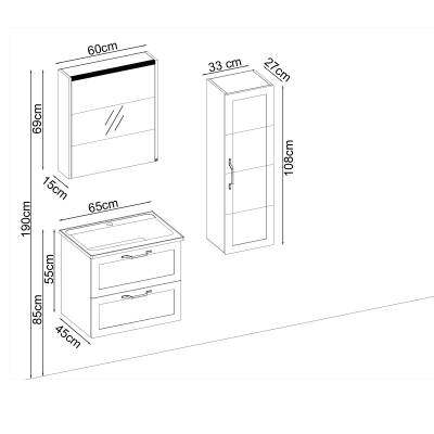 BADELLA Mobelco 5565 V31 Banyo Dolabı 65 cm - 2