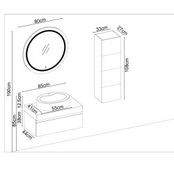 BADELLA Moderno 2885 V31 Banyo Dolabı 85 cm - 2