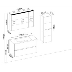 BADELLA Smart 55100 V31 Banyo Dolabı 100 cm - 2