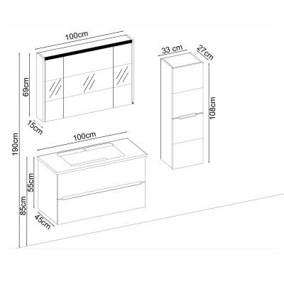 BADELLA Smart 55100 V31 Banyo Dolabı 100 cm - 2