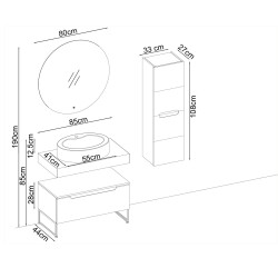 BADELLA Toledo 2885 V31 Banyo Dolabı 85 cm - 2