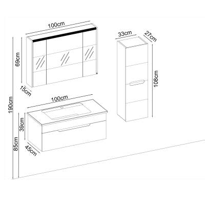 BADELLA Toledo 3985 V31 Banyo Dolabı 85 cm - 2