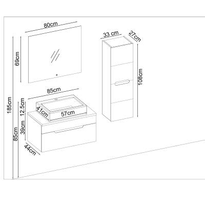 BADELLA Toledo 3985 V32 Banyo Dolabı 85 cm - 2