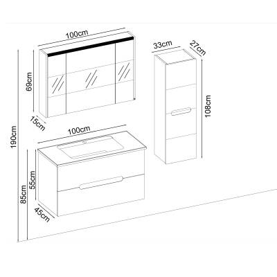 BADELLA Toledo 55100 V31 Banyo Dolabı 100 cm - 2