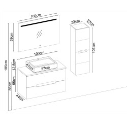 BADELLA Toledo 55100 V32 Banyo Dolabı 100 cm - 2