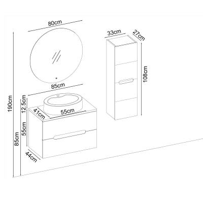 BADELLA Toledo 5585 V32 Banyo Dolabı 85 cm - 2