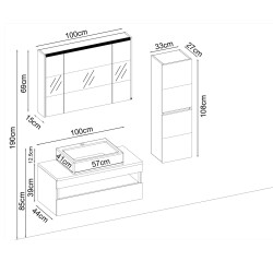 BADELLA Vital 39100 V31 Banyo Dolabı 100 cm - 2