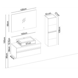 BADELLA Woodline 39100 V31 Banyo Dolabı 100 cm - 2