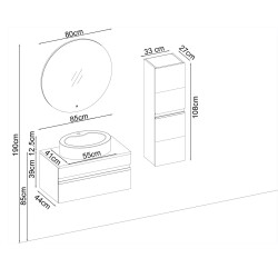 BADELLA Woodline 3985 V31 Banyo Dolabı 85 cm - 2