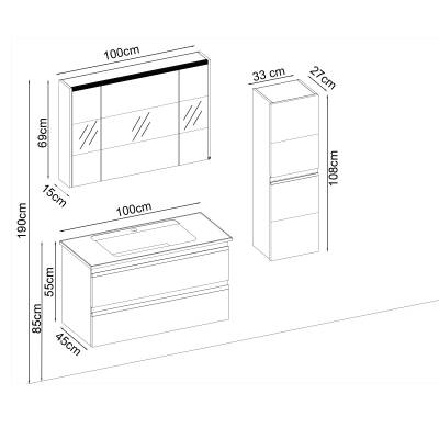 BADELLA Woodline 55100 V31 Banyo Dolabı 100 cm - 2