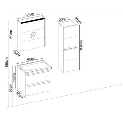 BADELLA Woodline 5565 V31 Banyo Dolabı 65 cm - 2