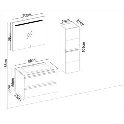 BADELLA Woodline 5585 V31 Banyo Dolabı 85 cm - 2