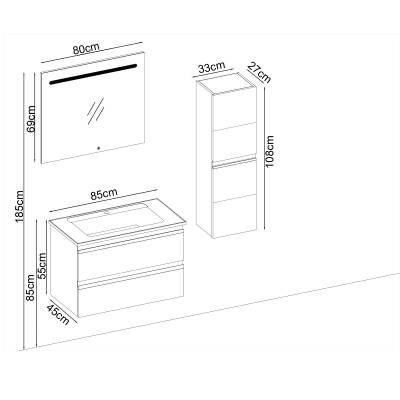 BADELLA Woodline 5585 V31 Banyo Dolabı 85 cm - 2