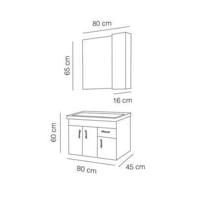 FYM Eymir Banyo Dolabı 80 cm - 2