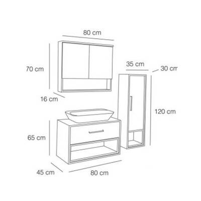 FYM Nehir Banyo Dolabı 80 cm - 2