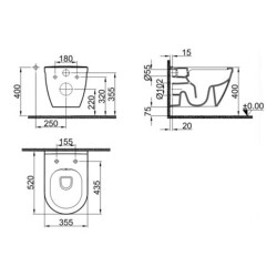 PURE Concept Geometrik Siyah Altın Kanalsız Asma Klozet - 3